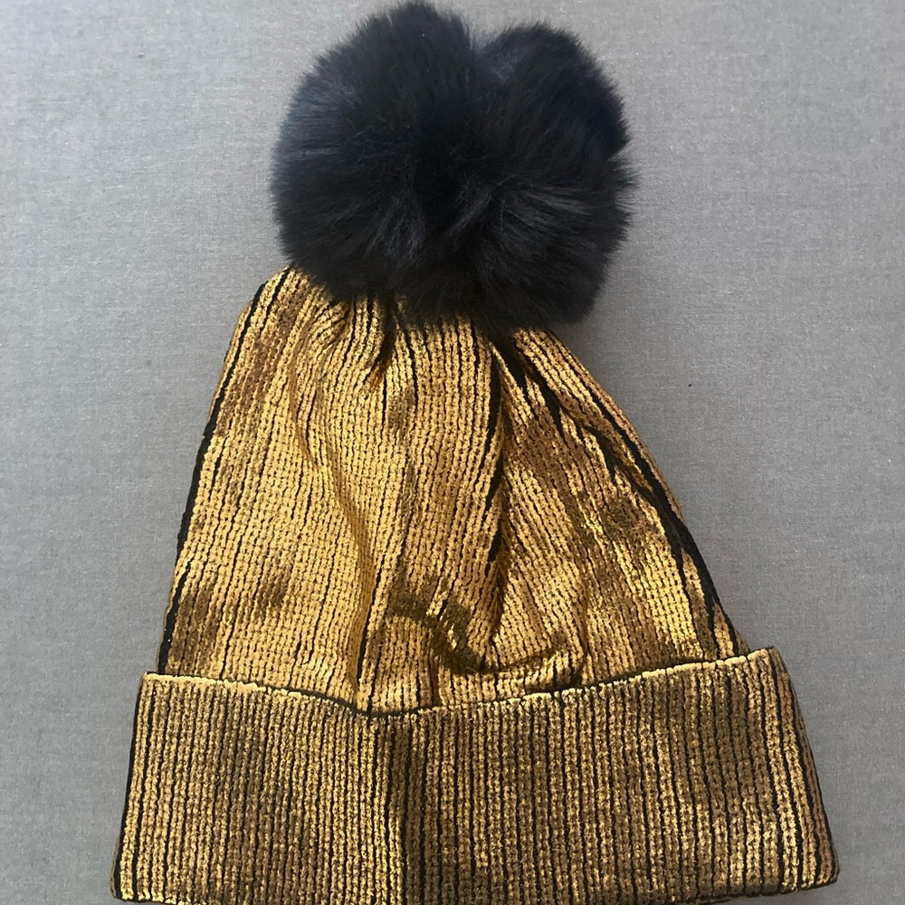 Gold metallic hat beanie